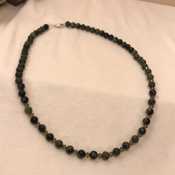 Kambaba Jasper, Pearl and Sterling Silver Necklace - Picture 3 of 8